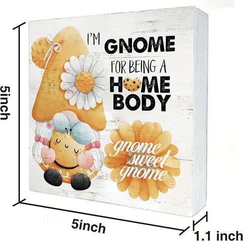 Gnome Memorial Wooden Box Sign Desk Decor Because Someone We Love is in Heaven Wood Block Plaque Box Signs Rustic Box Sign for Home Living Room Shelf Table Decoration (5 X 5 Inch) in Saudi Arabia
