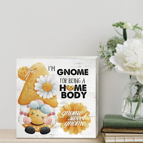 Gnome Memorial Wooden Box Sign Desk Decor Because Someone We Love is in Heaven Wood Block Plaque Box Signs Rustic Box Sign for Home Living Room Shelf Table Decoration (5 X 5 Inch) in Saudi Arabia