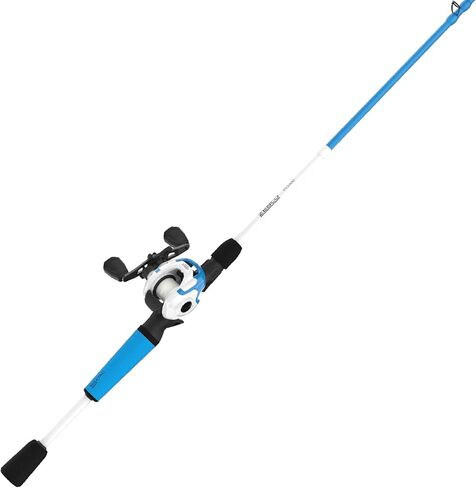Zebco Roam Baitcast Reel and Fishing Rod Combo, 6-Foot 6-Inch 2-Piece Medium-Heavy Power, Fast Action Rod, DynaMag Cast Control, 6.1:1 Gear Ratio, 12-Pound Line, Left-Hand Retrieve, Blue/White/Black in Kuwait
