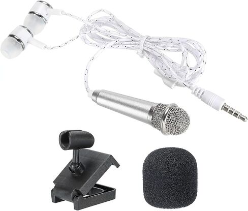 PATIKIL Mini Microphone Portable Vocal Microphone Blue for Voice Recording and Singing with Earphone, Mic Stand and Cover Pack of 1 in Saudi Arabia