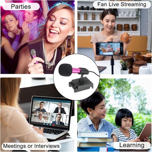 PATIKIL Mini Microphone Portable Vocal Microphone Blue for Voice Recording and Singing with Earphone, Mic Stand and Cover Pack of 1 in Saudi Arabia