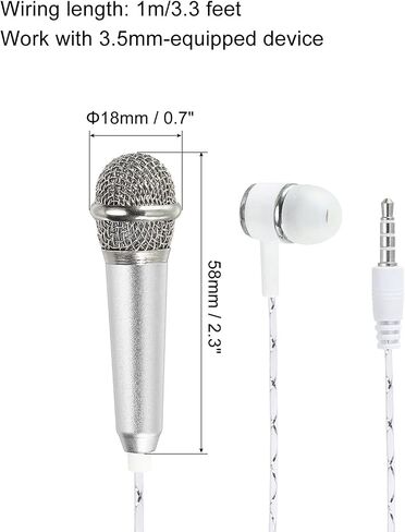 PATIKIL Mini Microphone Portable Vocal Microphone Blue for Voice Recording and Singing with Earphone, Mic Stand and Cover Pack of 1 in Saudi Arabia