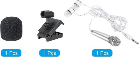 PATIKIL Mini Microphone Portable Vocal Microphone Blue for Voice Recording and Singing with Earphone, Mic Stand and Cover Pack of 1 in Saudi Arabia