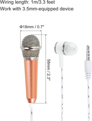 PATIKIL Mini Microphone Portable Vocal Microphone Blue for Voice Recording and Singing with Earphone, Mic Stand and Cover Pack of 1 in Saudi Arabia