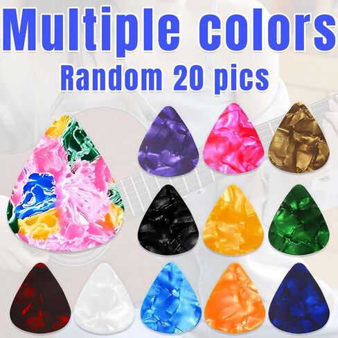 Guitar Picks,Celluloid Guitar Picks 20 PCS for Acoustic Guitar,Bass Guitar,Medium 0.46mm,Color Random in Saudi Arabia