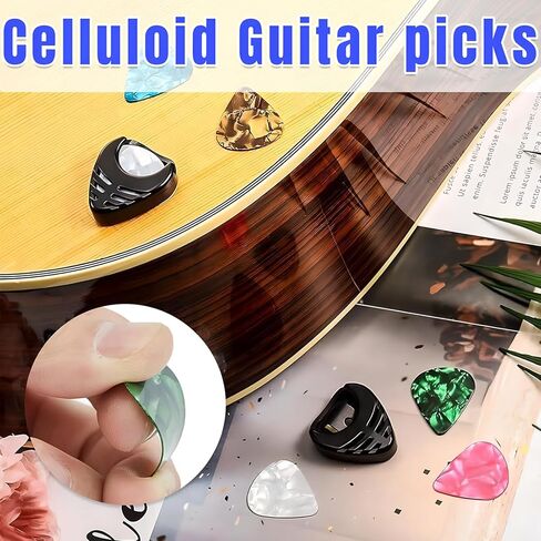 Guitar Picks,Celluloid Guitar Picks 20 PCS for Acoustic Guitar,Bass Guitar,Medium 0.46mm,Color Random in Saudi Arabia