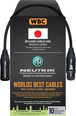 أفضل الكابلات في العالم 1 قدم - كابل الصوت الرقمي AES/EBU مصنوع خصيصًا باستخدام سلك Mogami 3080 ومقابس Neutrik NC3MXX-B & NC3FXX-B Gold XLR in Saudi Arabia