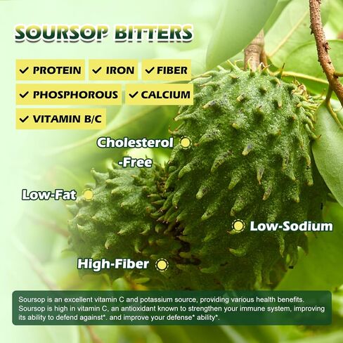 Soursop Bitters Liquid Drops with Irish Sea Moss, Black Seed oil Supplement, Soursop Fruit Graviola Leaves Extract - Supports Relax & Antioxidant, Slowing Cell-Aging, Immunity, Liver Health in Saudi Arabia