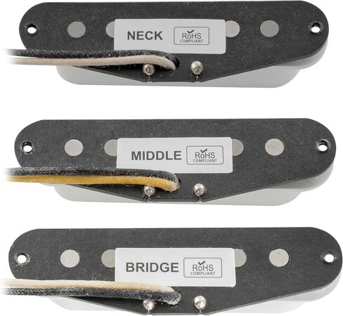 The Revival Pickups RPS8 Texas Special Vintage Alnico 5 Single Coil Pickups Neck Middle Bridge Pickup Set for Strat Style Electric Guitar, White in Saudi Arabia