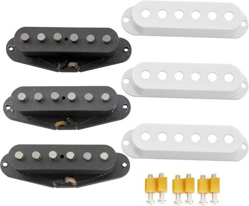 The Revival Pickups RPS8 Texas Special Vintage Alnico 5 Single Coil Pickups Neck Middle Bridge Pickup Set for Strat Style Electric Guitar, White in Saudi Arabia