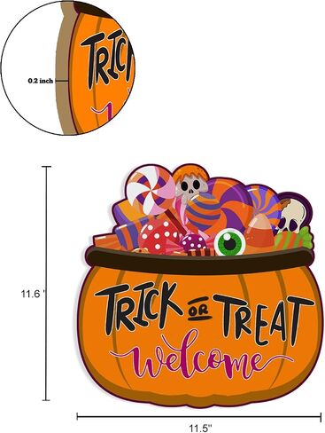 Happy Halloween Welcome Sign, Front Door Decor, Hanging Wall Decor with Pumpkins, 11.7 x 4.3 inch and 11 x 6 inch Connected Wooden Plaques, Perfect for Home, Office, and Party Decorations in Saudi Arabia