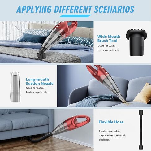 Handheld Vacuum Cordless,Car Hand Vacuum Cleaner,Dust Busters Cordless Rechargeable with LED Light/Multi Accessories/Washable Filter,1.6lbs Mini Portable Vacuum Cleaner for Home Office Car Pet in Saudi Arabia