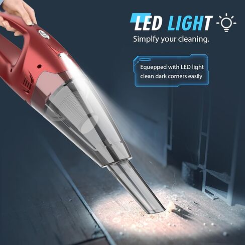 Handheld Vacuum Cordless,Car Hand Vacuum Cleaner,Dust Busters Cordless Rechargeable with LED Light/Multi Accessories/Washable Filter,1.6lbs Mini Portable Vacuum Cleaner for Home Office Car Pet in Saudi Arabia
