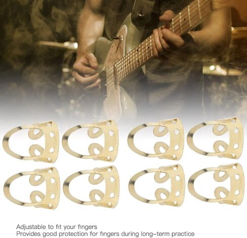 8 Pieces Metal Finger Picks Stainless Steel Guitar Finger Picks Thumb Picks Adjustable Large Medium Sizes Banjo Picks, Fingerpicks For Acoustic Guitar Picks Guitar Nails Ukulele Finger Picks (Gold) in Saudi Arabia