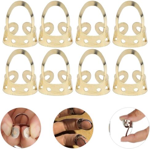 8 Pieces Metal Finger Picks Stainless Steel Guitar Finger Picks Thumb Picks Adjustable Large Medium Sizes Banjo Picks, Fingerpicks For Acoustic Guitar Picks Guitar Nails Ukulele Finger Picks (Gold) in Saudi Arabia