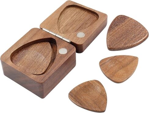 BokWin مجموعة واحدة من صندوق اختيار الجيتار الخشبي المربع مع 3 قطع من اختيار الجيتار للجيتار هدية للموسيقي in Kuwait