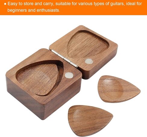 BokWin مجموعة واحدة من صندوق اختيار الجيتار الخشبي المربع مع 3 قطع من اختيار الجيتار للجيتار هدية للموسيقي in Kuwait