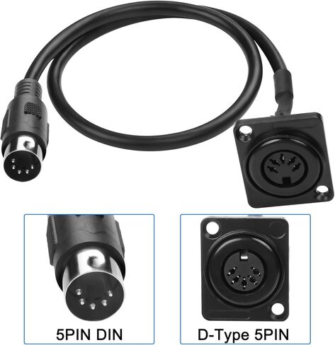 MEIRIYFA D-Type DIN 5PIN MIDI Cable Female to Female Extension Cord Panel Mount 5 PIN Female Audio Adapter Cable for Keyboard Synthesizer, Organ, Electric Piano, MIDI Guitar (53CM) in Saudi Arabia