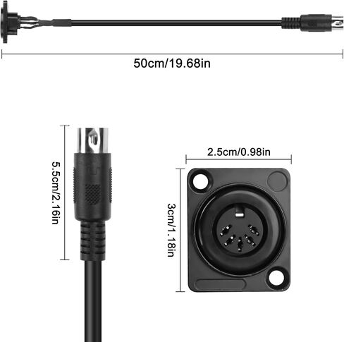 MEIRIYFA D-Type DIN 5PIN MIDI Cable Female to Female Extension Cord Panel Mount 5 PIN Female Audio Adapter Cable for Keyboard Synthesizer, Organ, Electric Piano, MIDI Guitar (53CM) in Saudi Arabia