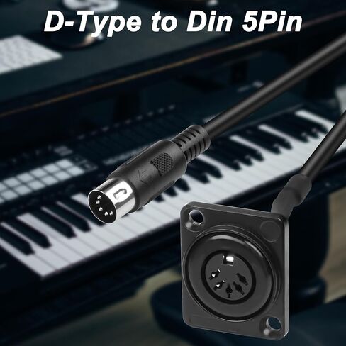 MEIRIYFA D-Type DIN 5PIN MIDI Cable Female to Female Extension Cord Panel Mount 5 PIN Female Audio Adapter Cable for Keyboard Synthesizer, Organ, Electric Piano, MIDI Guitar (53CM) in Saudi Arabia