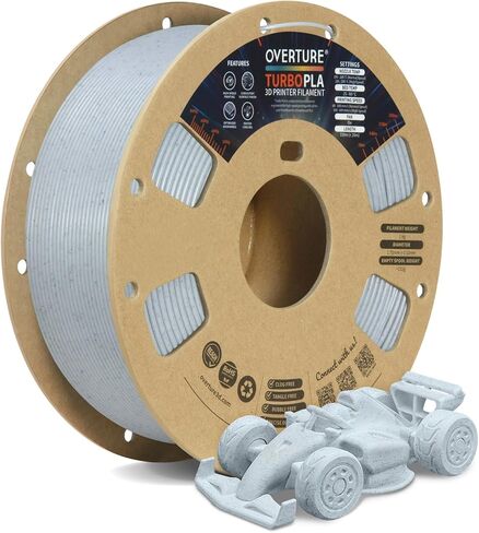 OVERTURE Turbo PLA Filament 1.75mm Rapid PLA Filament High Speed ​​600mm/s، بكرة من الورق المقوى 2 كجم (4.4 رطل)، دقة الأبعاد +/- 0.02 مم، تناسب معظم طابعات FDM (أبيض جص، عبوتان) in Saudi Arabia