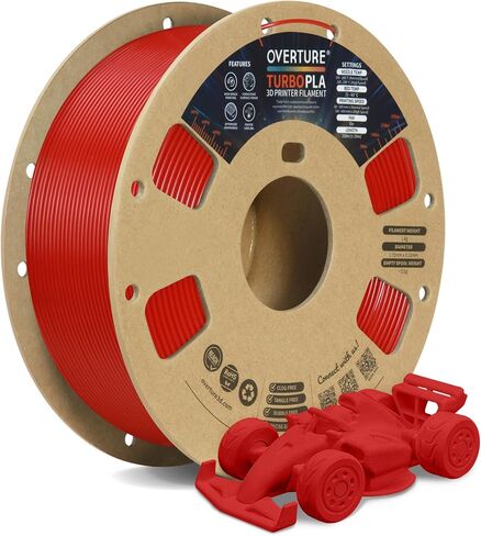 OVERTURE Turbo PLA Filament 1.75mm Rapid PLA Filament High Speed ​​600mm/s، بكرة من الورق المقوى 2 كجم (4.4 رطل)، دقة الأبعاد +/- 0.02 مم، تناسب معظم طابعات FDM (أبيض جص، عبوتان) in Saudi Arabia