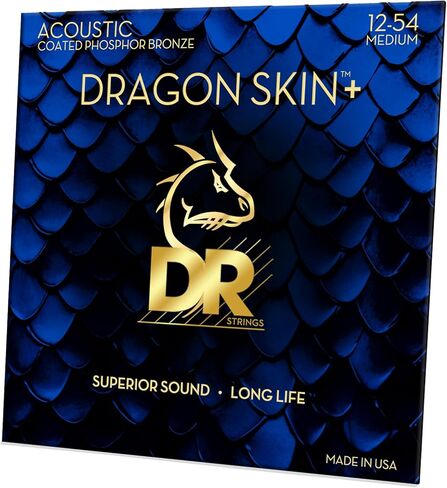 DRAGON SKIN+ - Coated Phosphor Bronze Acoustic Guitar Strings – DAP-12 – Superior Sound with Comfortable Feel & Long Life: Light 12-54 in Saudi Arabia