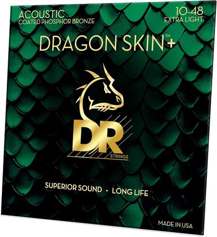 DRAGON SKIN+ - Coated Phosphor Bronze Acoustic Guitar Strings – DAP-12 – Superior Sound with Comfortable Feel & Long Life: Light 12-54 in Saudi Arabia
