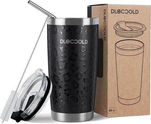 DLOCCOLD 30 oz Tumbler with Lid and Straw, 18/8 Stainless Steel Vacuum Insulated Coffee Tumbler,Insulated Travel Mug Water Cup with Leak-Proof Flip Lid,Metal Straw,Cleaning Brush & Gift Box in Saudi Arabia
