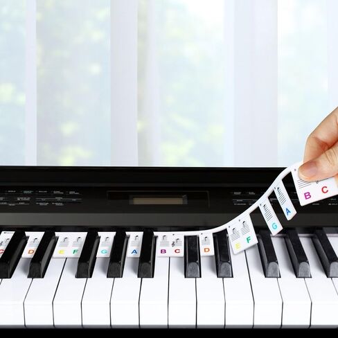 H&M Sound Mart Piano Keyboard Note Labels - 3-in-1 Design with Tone, Singing, and Pentatonic Names - Nano Adhesive, Removable - Compatible with 88/61/54/49 Keys for Beginners & Teachers (Black) in Saudi Arabia