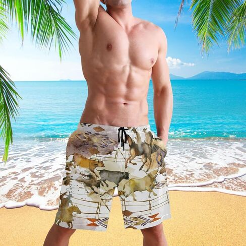 visesunny Peppermint Candy Cane Christmas Stripe Men's Swim Trunks Quick Dry Bathing Suits Beach Holiday Party Swim Shorts in Saudi Arabia