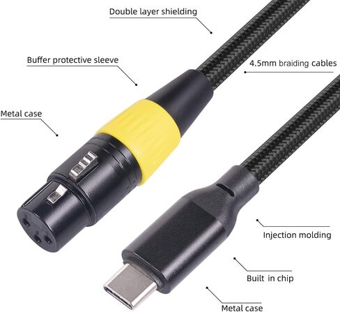 XLR to USB C Cable, USB C Microphone Cable with 3 Pin XLR Port Type C Male to XLR Female Mic Link Converter Cable for PC Laptop Smartphone Tablet (2m) in Saudi Arabia