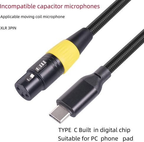 XLR to USB C Cable, USB C Microphone Cable with 3 Pin XLR Port Type C Male to XLR Female Mic Link Converter Cable for PC Laptop Smartphone Tablet (2m) in Saudi Arabia