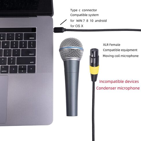 XLR to USB C Cable, USB C Microphone Cable with 3 Pin XLR Port Type C Male to XLR Female Mic Link Converter Cable for PC Laptop Smartphone Tablet (2m) in Saudi Arabia
