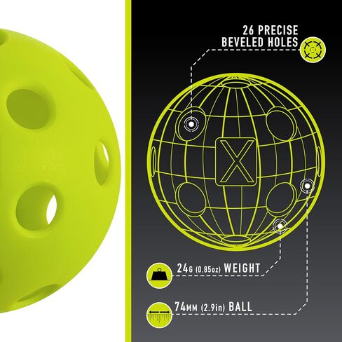 Franklin Sports X-26 Indoor Pickleballs - Indoor Court Pickleball Balls - 3 Pack, 12 Pack + Bulk 100 Pack of Pickleballs - USA Pickleball (USAPA) Approved Tournament Pickleballs - Multiple Colors in Saudi Arabia