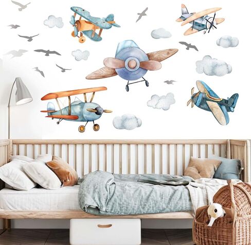 Airplane Wall Decals - Puppy Aircrafts Wall Stickers - Kids Baby Boys Nursery Children Daycare Bedroom Playroom Wall Decor in Kuwait