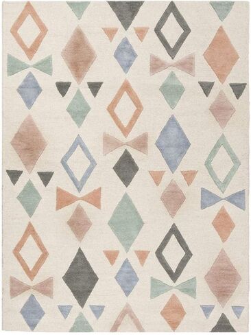 SAFAVIEH Kids Collection Runner Rug - 2'6" x 8', Ivory & Multi, Handmade Geometric Wool, Ideal for High Traffic Areas in Living Room, Bedroom (SFK901A) in Saudi Arabia