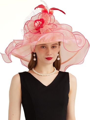 قبعة Kentucky Derby Church Dress للنساء ذات حافة واسعة وزهرة على شكل زهرة لحفلات الزفاف 02-أخضر in Kuwait