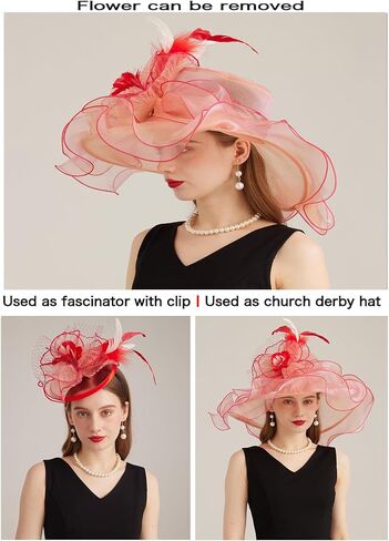 قبعة Kentucky Derby Church Dress للنساء ذات حافة واسعة وزهرة على شكل زهرة لحفلات الزفاف 02-أخضر in Kuwait
