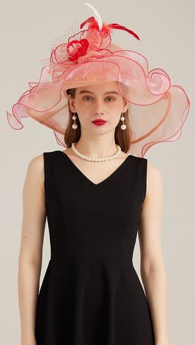قبعة Kentucky Derby Church Dress للنساء ذات حافة واسعة وزهرة على شكل زهرة لحفلات الزفاف 02-أخضر in Kuwait
