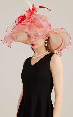 قبعة Kentucky Derby Church Dress للنساء ذات حافة واسعة وزهرة على شكل زهرة لحفلات الزفاف 02-أخضر in Kuwait