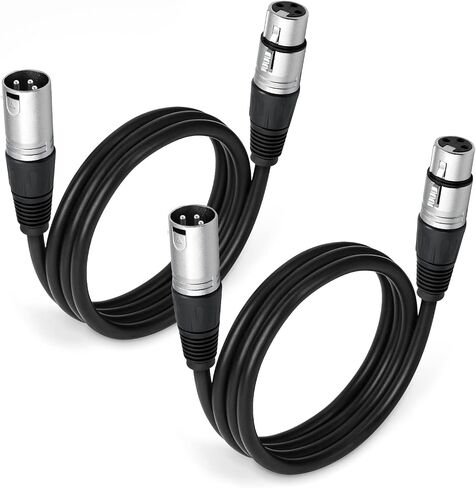 2 Packs XLR Cables 10FT, Balanced Microphone Cable with 3-Pin XLR Male to Female Mic Speaker Cable, Mic Cord, XLR Speaker Cables for Mic Mixer, Recording Studio, Podcast, Black in Saudi Arabia