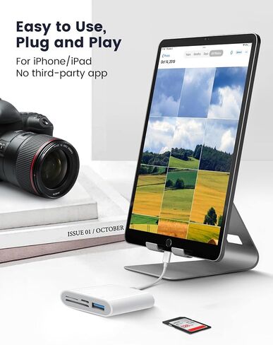 قارئ بطاقات SD، 5 في 1 USB USB-C موصل مزدوج إلى SD/TF/CF/Micro SD/XD/MS محول قارئ بطاقات ذاكرة متعدد OTG - متوافق مع Windows/Mac/Linux/Android، التوصيل والتشغيل in Kuwait