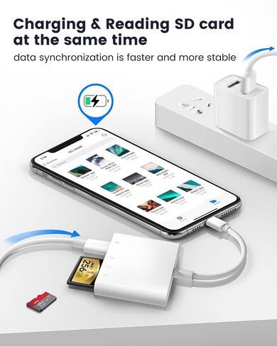 قارئ بطاقات SD، 5 في 1 USB USB-C موصل مزدوج إلى SD/TF/CF/Micro SD/XD/MS محول قارئ بطاقات ذاكرة متعدد OTG - متوافق مع Windows/Mac/Linux/Android، التوصيل والتشغيل in Kuwait