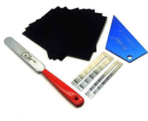 Premium Guitar Luthier Tool Set for Guitar Bass Setup Kit Includes 1 Piece String Height Gauge Fret Rocker Leveling Tool, 1 Piece Guitar Fret Crowning Luthier File, 2 Pieces Fingerboard Guards, in Kuwait