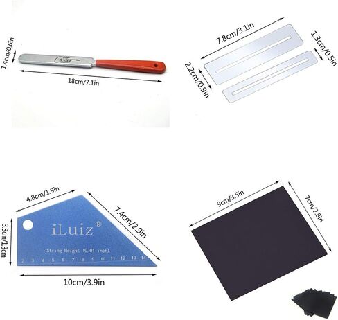 Premium Guitar Luthier Tool Set for Guitar Bass Setup Kit Includes 1 Piece String Height Gauge Fret Rocker Leveling Tool, 1 Piece Guitar Fret Crowning Luthier File, 2 Pieces Fingerboard Guards, in Kuwait