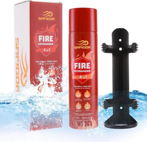 طفاية حريق مع دعامة - طفاية حريق 4 في 1 للمنزل، طفاية حريق محمولة للسيارة، طفاية حريق مائية من النوع A/B/C/K للقارب (620 مل) (عبوتان) in Kuwait