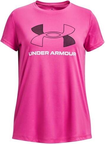 Under Armour Girls' Tech Big Logo Short Sleeve T Shirt, (561) Starlight / / White, X-Large in Saudi Arabia
