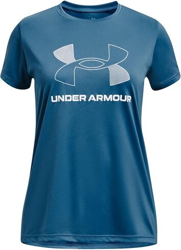 Under Armour Girls' Tech Big Logo Short Sleeve T Shirt, (561) Starlight / / White, X-Large in Saudi Arabia