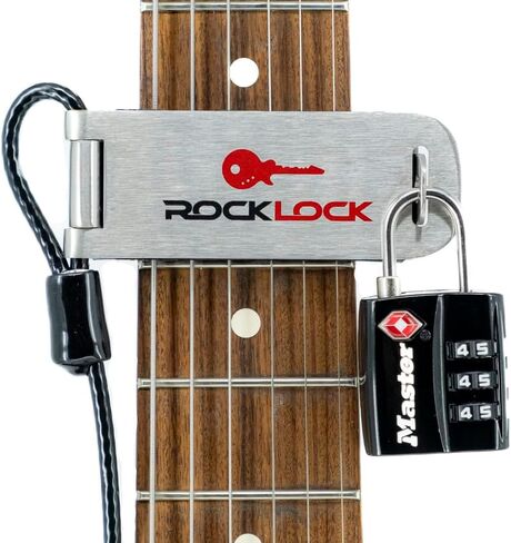 The Rock Lock Guitar Lock (Key Padlock) | Guitar and Bass Security | Anti Theft Accessory for Acoustic & Electric | Pro Musician Gig Accessory | Lock and Carry Bag Included in Saudi Arabia